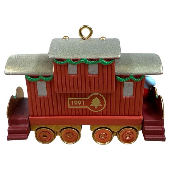 1991 Hallmark Miniature Train Set Claus & Co. Keepsake Ornaments w/ Display - Picture 11 of 11